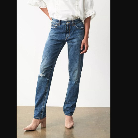 Anthropologie Slim Boyfriend Crop Distressed Jeans - New - 28 Waist - Picture 2 of 7